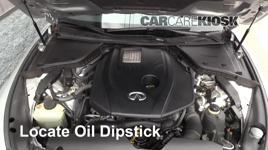 2018 Infiniti Q60 Luxe 2.0L 4 Cyl. Turbo Aceite Controlar nivel de aceite